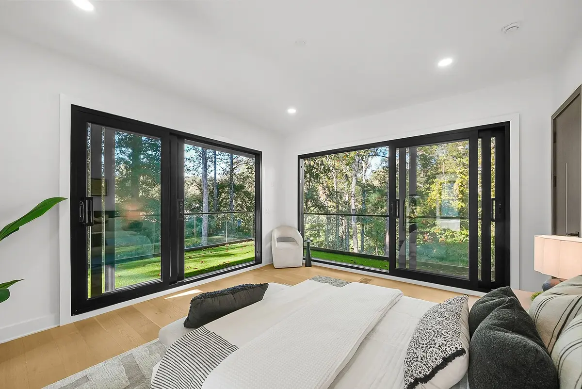 Bedroom with floor-to-ceiling windows