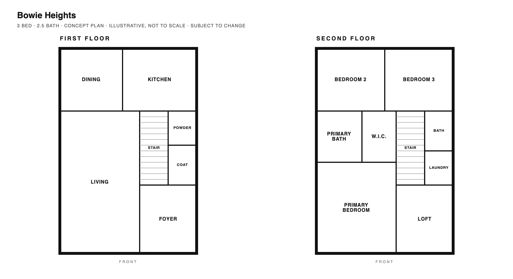 Bowie Heights concept plan, first and second floor floor plan