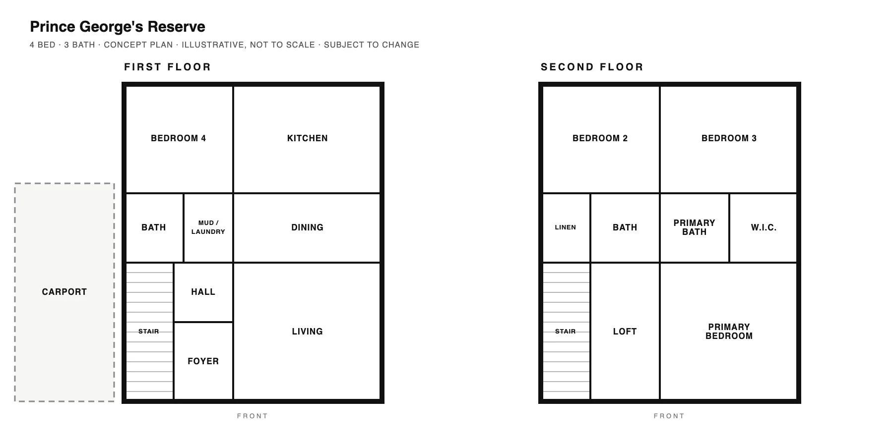 Prince George's Reserve concept plan, first and second floor floor plan